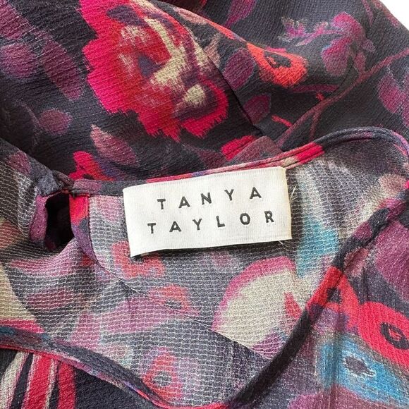 TANYA TAYLOR Purple Floral Georgina plus Silk Top, 2x - Picture 5 of 13